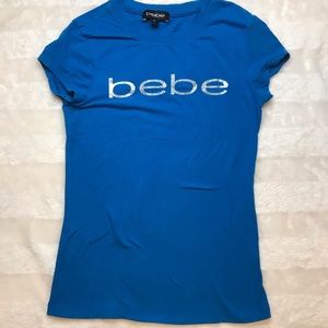 Bebe Logo Silver Foil Blue T-shirt